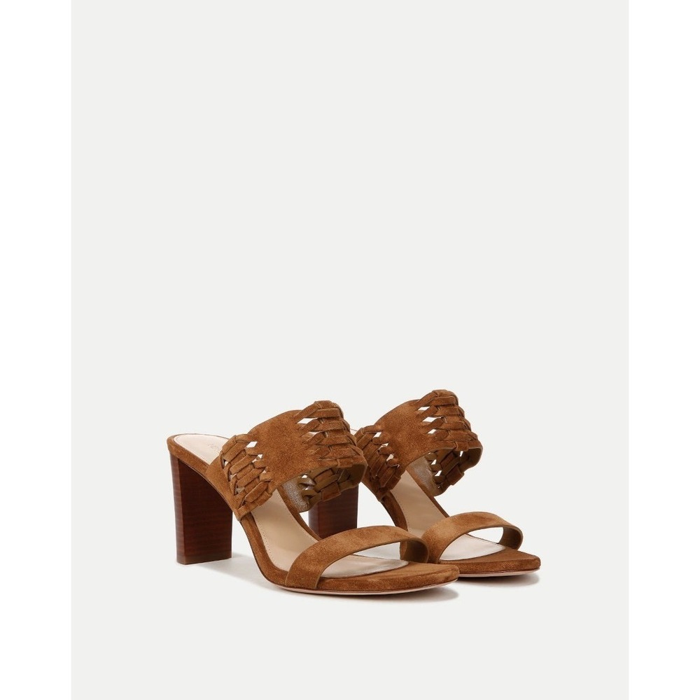 New! Veronica Beard Georgie Suede Sandals Hazelwood Camel Block Heel Size 11